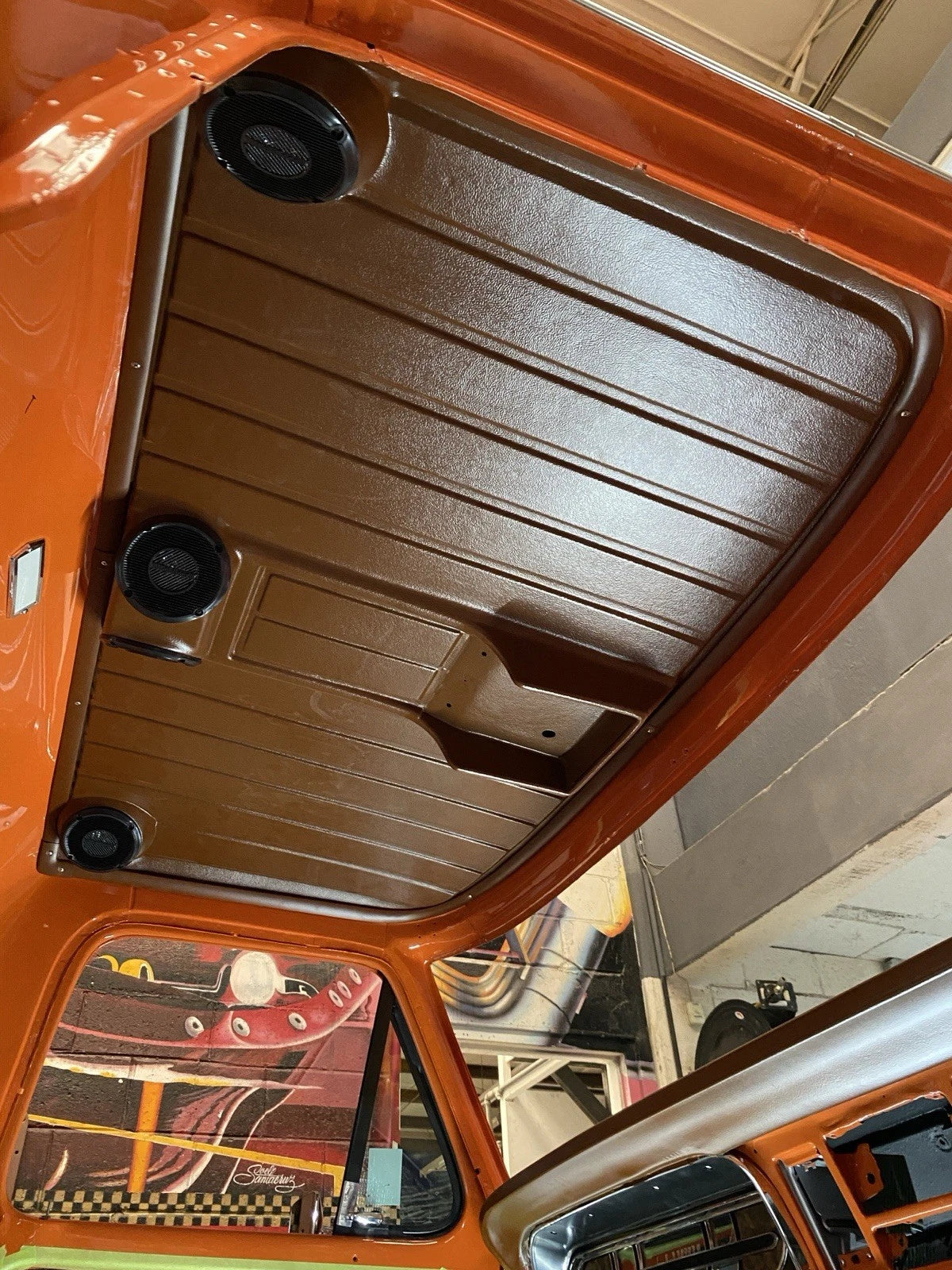 1967-1972 Ford pickup custom headliner Fiberglass F100, speaker, sun visor