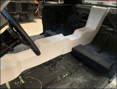 Chevelle / GTO split rear seat center console, restomod, cupholders, double din stereo. fits years 1966, 1967 [Item G2]