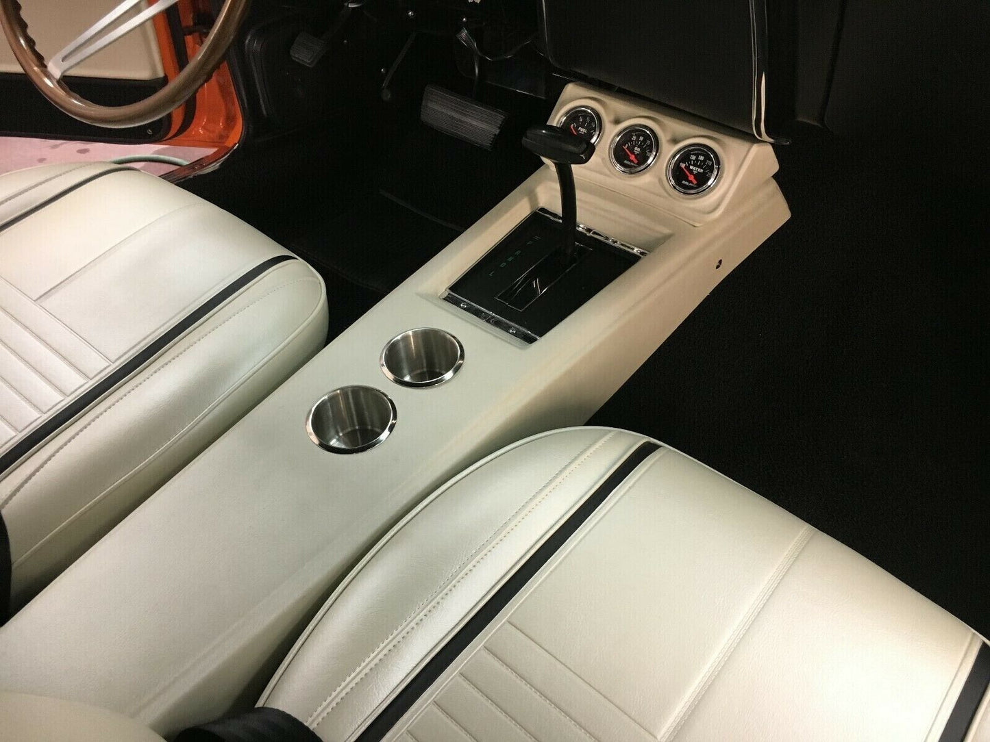 Camaro center console with gauge pod and cupholders, restomod, fits years 1967,1968, 1969  [Item E1]